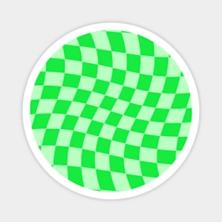 Twisted Checkered Square Pattern - Green Tones Magnet